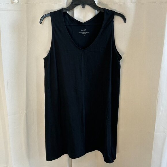 J JILl Womens Top Size XS Black Dipped Hem Tunic 100% Pima Cotton Comfort 16955 - Picture 1 of 8